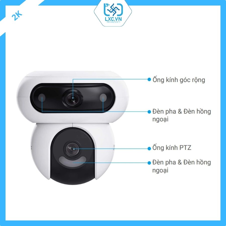 Camera ống kính kép 2 góc nhìn xoay 360 độ H90 Dual 2K+ I Chính hãng